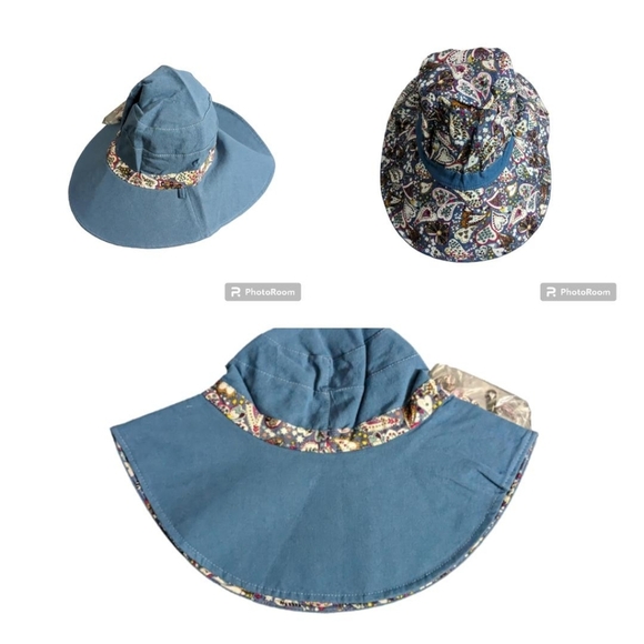Wide Brim Hat. Reversible. Blue/Multi color. NWT. - Picture 1 of 12